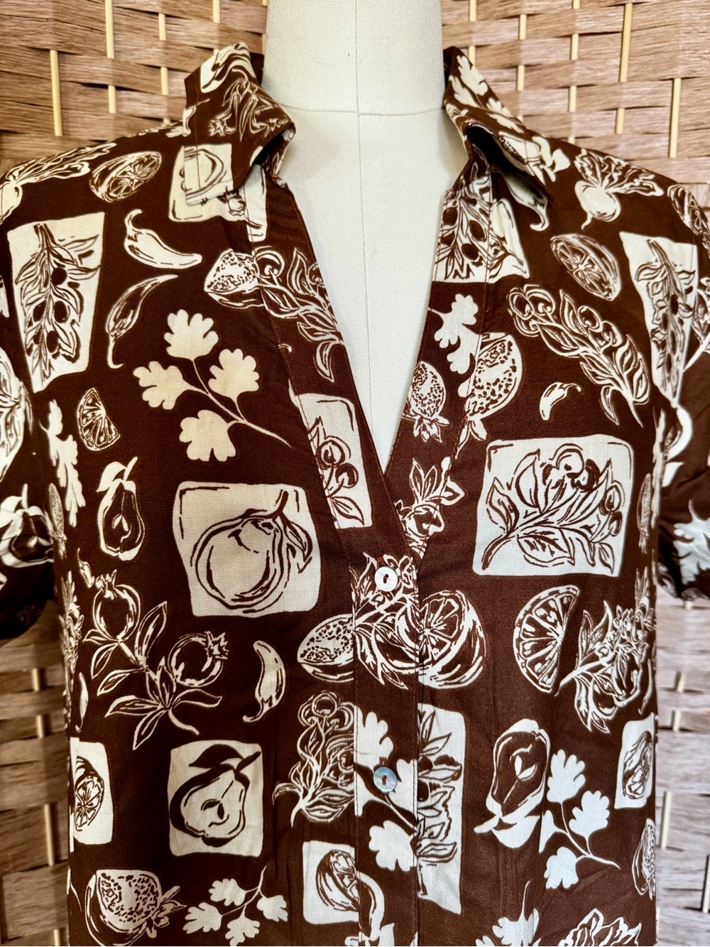NWT Japna brown & cream print shirt dress M - Picture 3 of 12